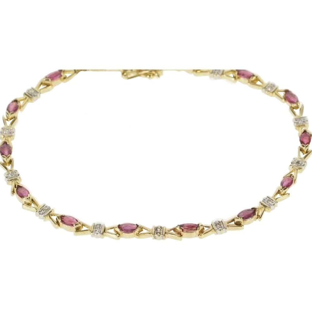 10k Yellow Gold Ruby and Diamond Tennis Bracelet